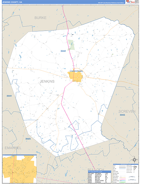 Jenkins County, GA Zip Code Map