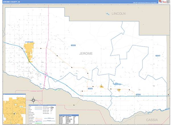 Jerome County, ID Zip Code Map