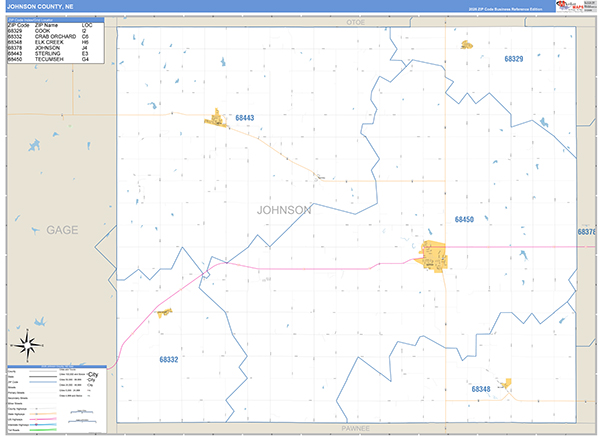 Johnson County, NE Zip Code Map