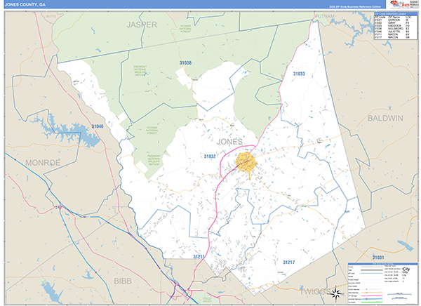 Jones County, GA Zip Code Map