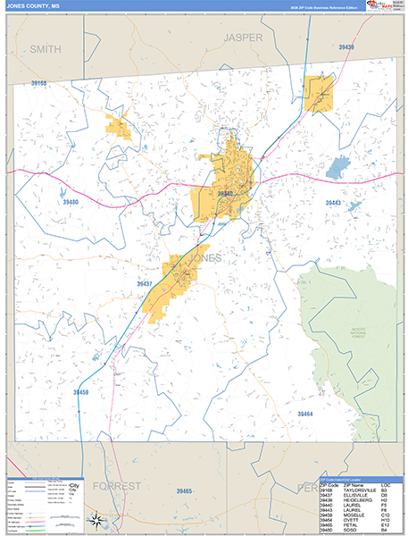 Jones County, MS Zip Code Map