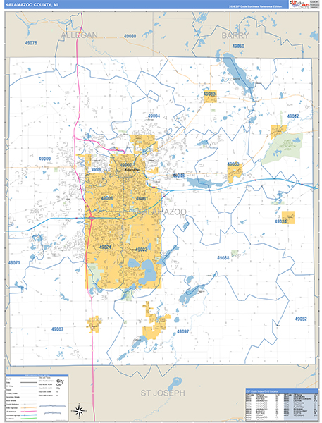 Kalamazoo County, MI Zip Code Map