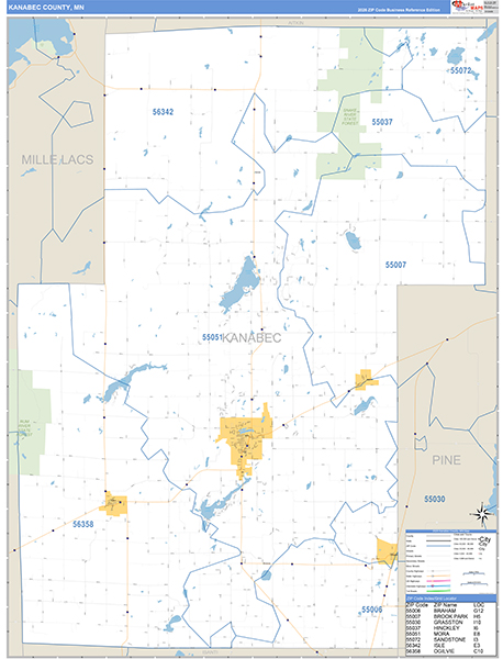 Kanabec County, MN Zip Code Map