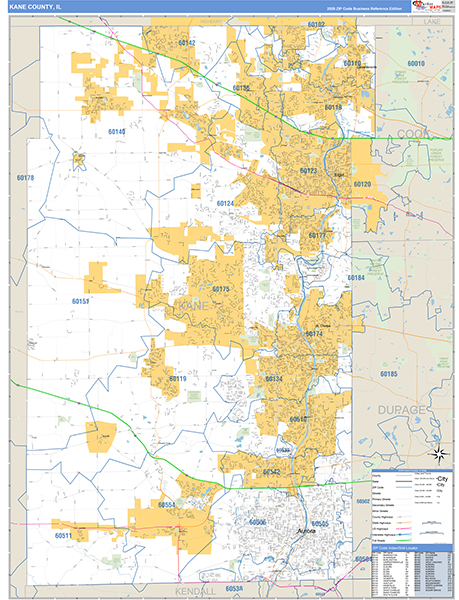 Kane County, IL Zip Code Map