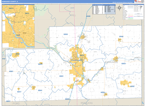 Kankakee County, IL Zip Code Map