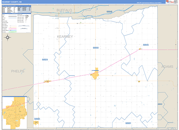 Kearney County, NE Zip Code Map