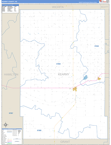 Kearny County, KS Zip Code Map