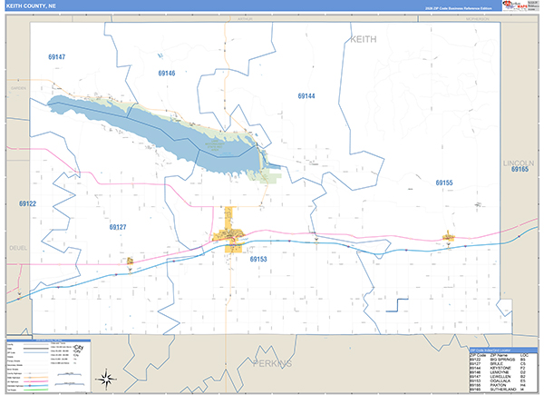 Keith County, NE Zip Code Map