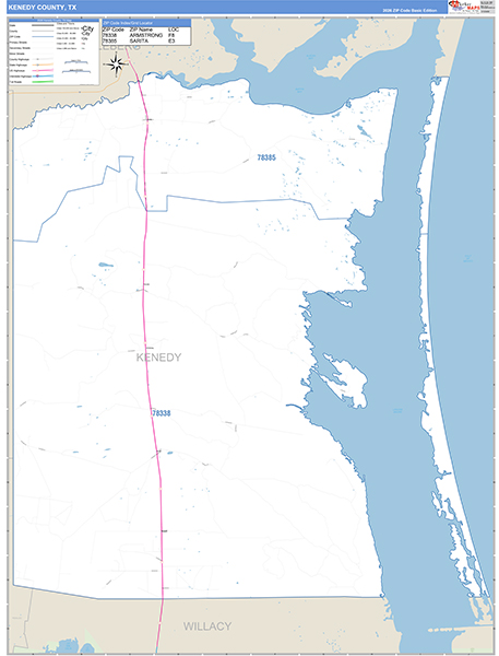 Kenedy County, TX Zip Code Map