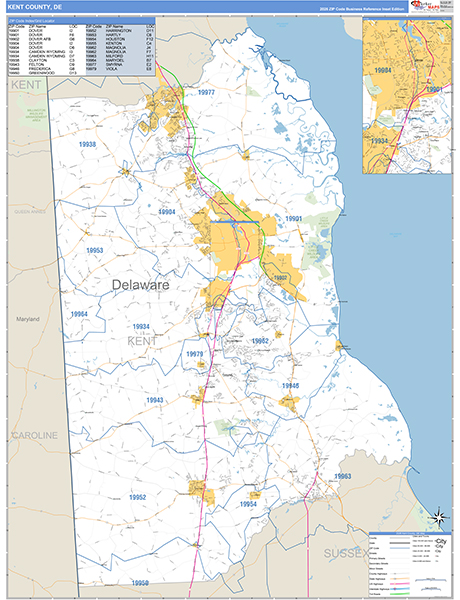 Kent County, DE Zip Code Map