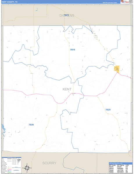 Kent County, TX Zip Code Map