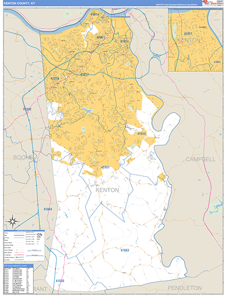 Kenton County, KY Zip Code Wall Map