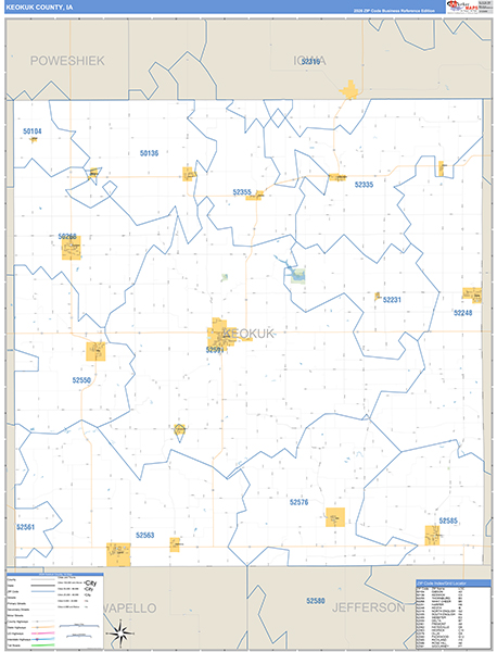 Keokuk County, IA Zip Code Wall Map