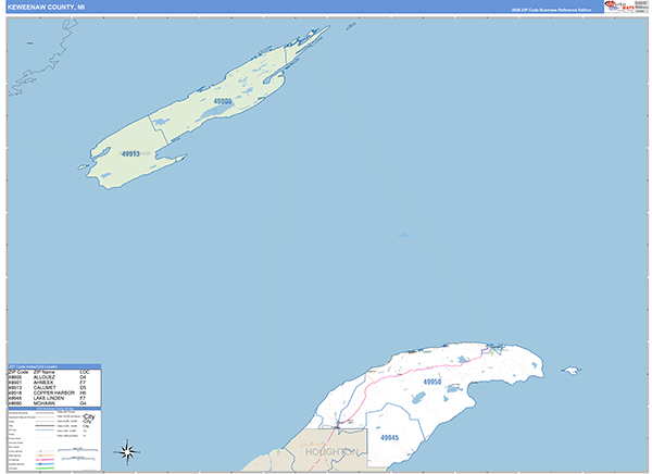 Keweenaw County, MI Zip Code Map