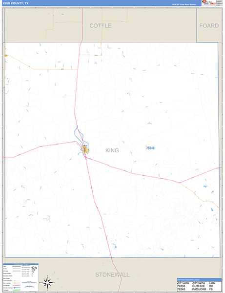 King County, TX Zip Code Map