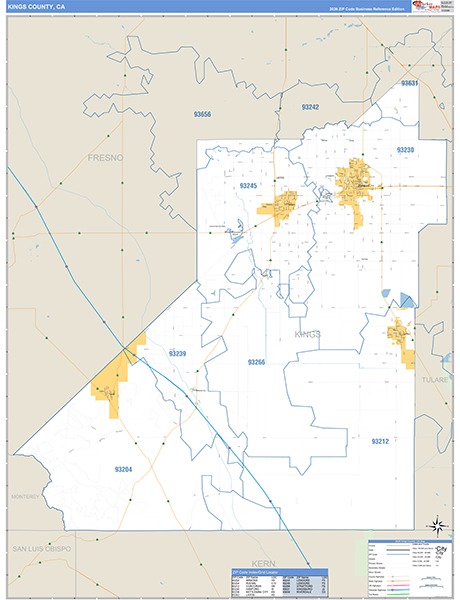 Kings County, CA Map Basic Style