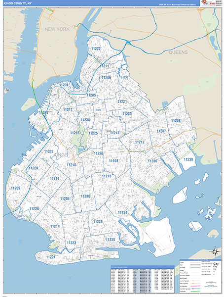 Kings County, NY Zip Code Map