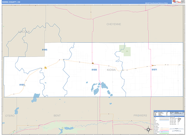 Kiowa County, CO Zip Code Map