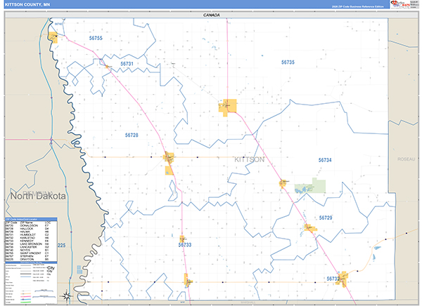 Kittson County, MN Zip Code Wall Map