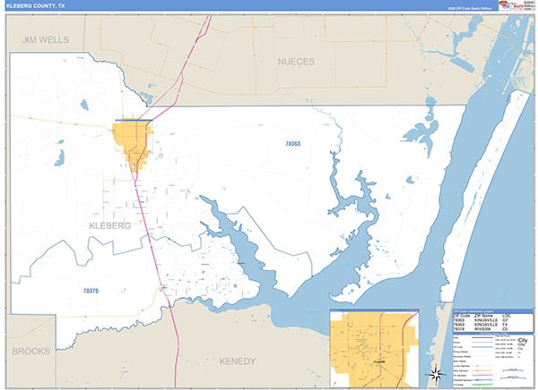 Kleberg County, TX Zip Code Map