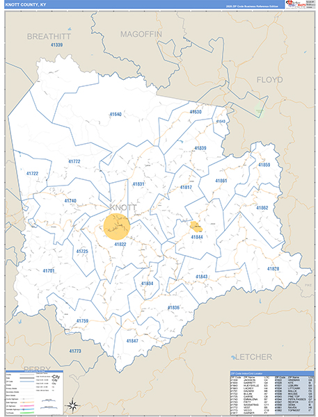 Knott County, KY Zip Code Map
