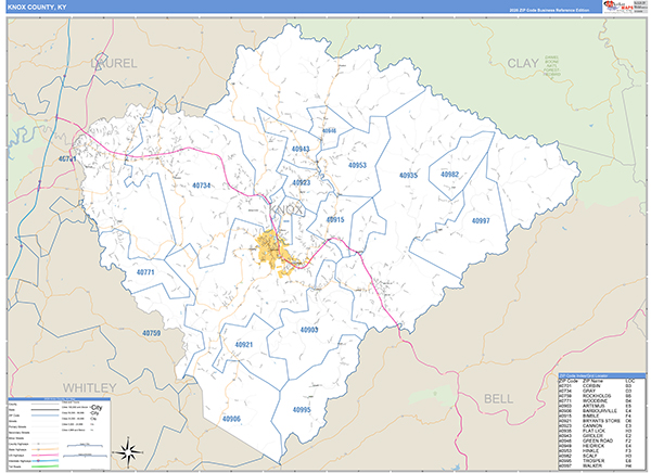 Knox County, KY Zip Code Map