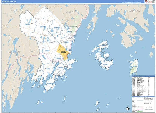 Knox County, ME Wall Map Basic Style