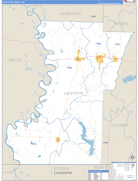Lafayette County, AR Zip Code Map