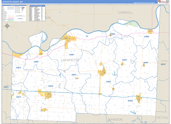 Lafayette County, MO Map Basic Style