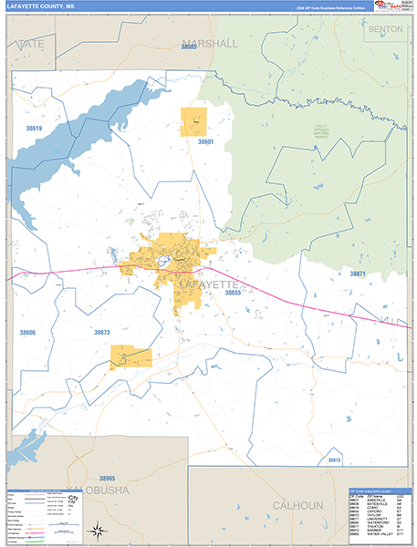 Lafayette County, MS Zip Code Map