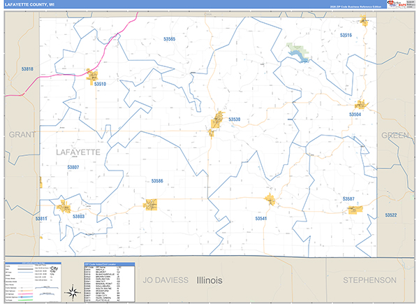 Lafayette County, WI Carrier Route Wall Map