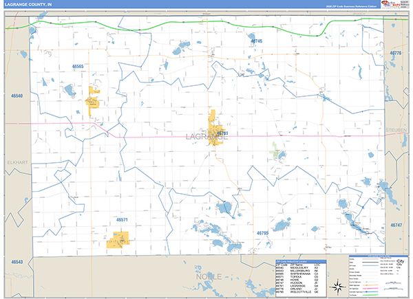 Lagrange County, IN Zip Code Map