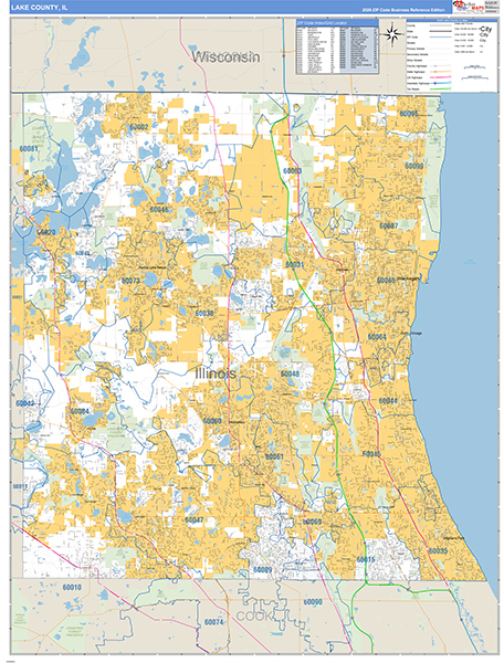 Lake County, IL Carrier Route Wall Map