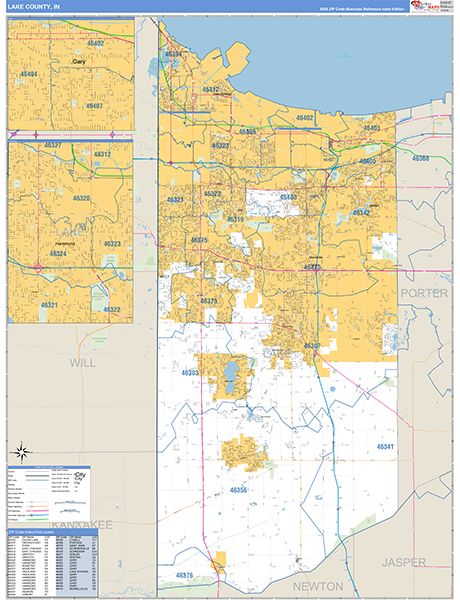 Lake County, IN Zip Code Map