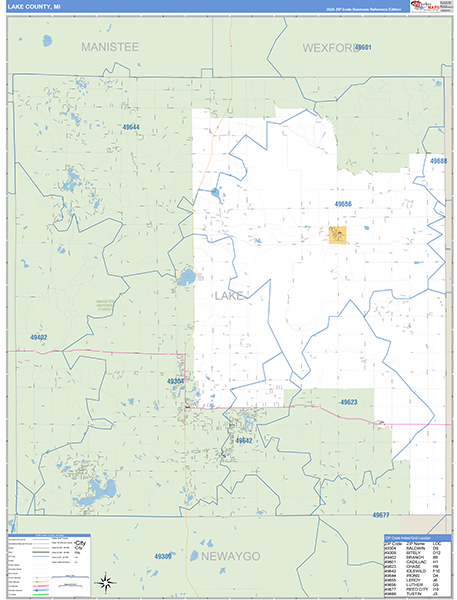 Lake County, MI Zip Code Map