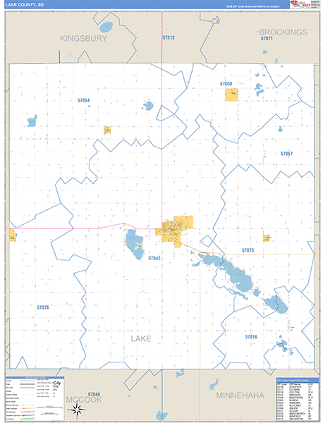 Lake County, SD Carrier Route Wall Map