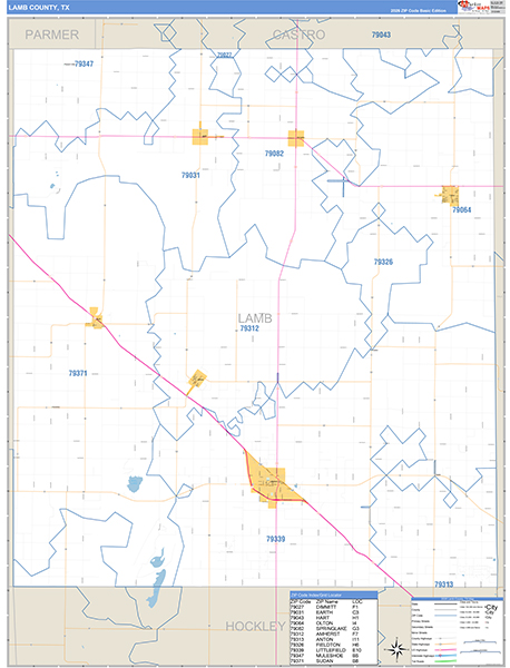 Lamb County, TX Zip Code Map