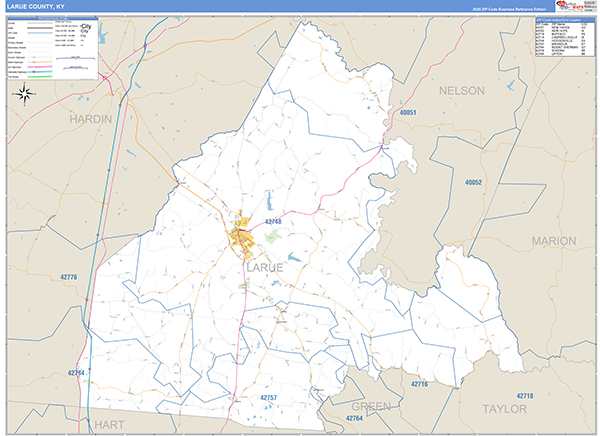 Larue County, KY Zip Code Map