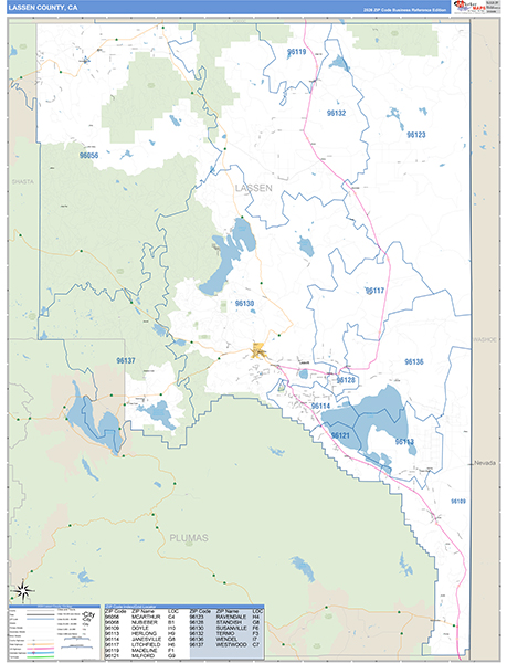 Lassen County, CA Map Basic Style
