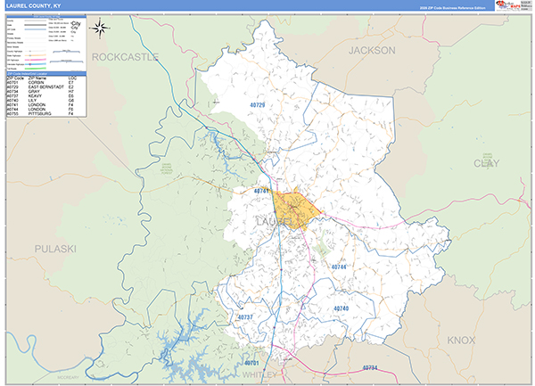 Laurel County, KY Zip Code Map