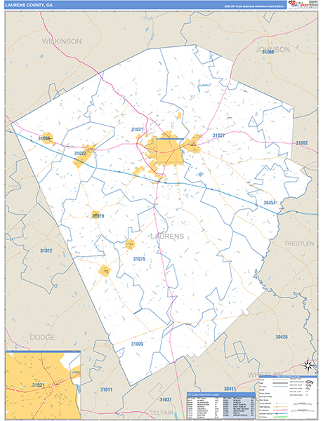 Laurens County, GA Zip Code Map