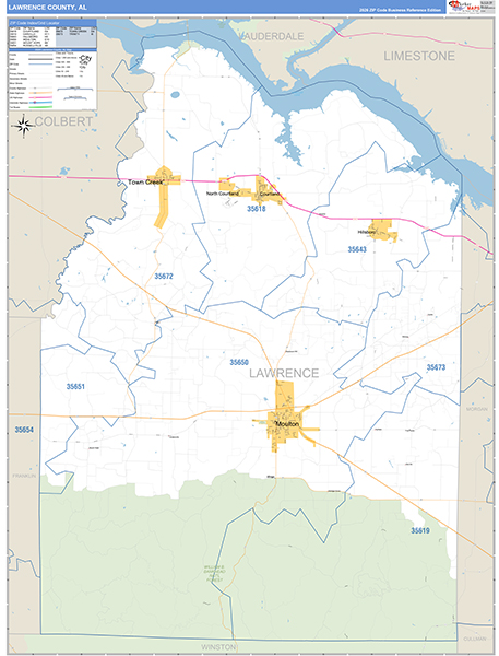 Lawrence County, AL Zip Code Map