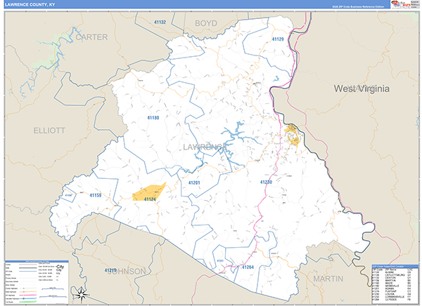 Lawrence County, KY Zip Code Map