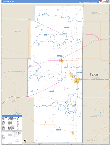 Lea County, NM Zip Code Map