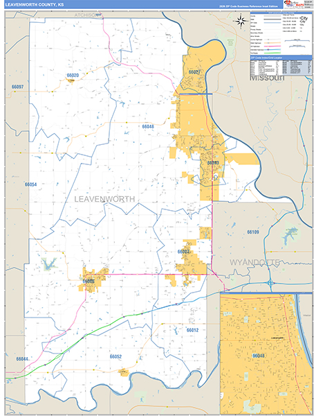 Leavenworth County, KS Zip Code Map