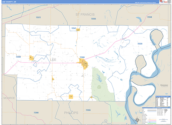 Lee County, AR Zip Code Map