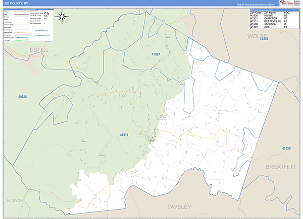 Lee County, KY Zip Code Map