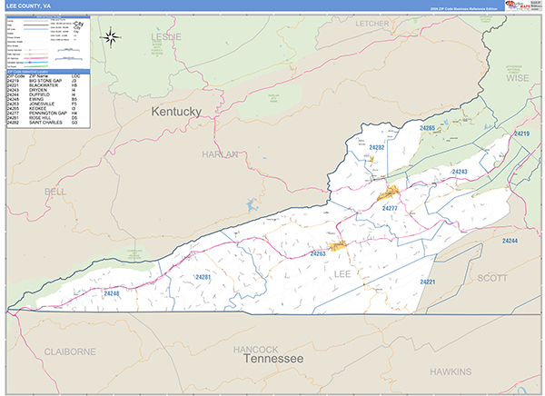 Lee County, VA Zip Code Map