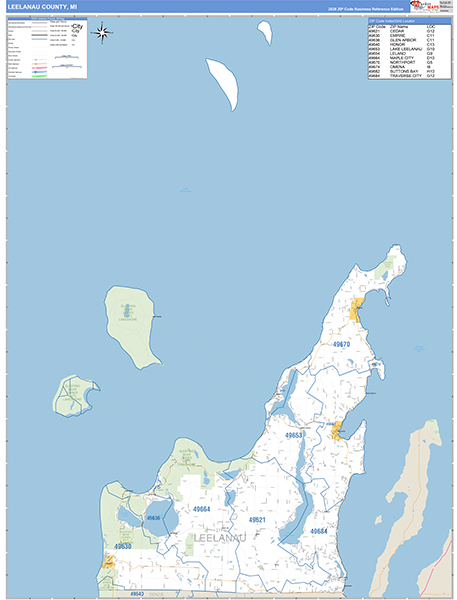 Leelanau County, MI Carrier Route Wall Map