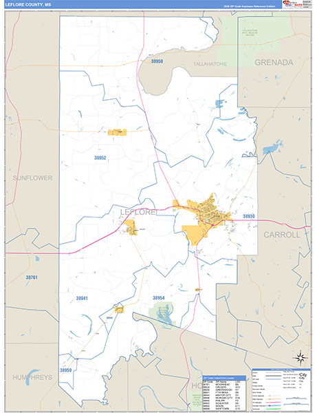 Leflore County, MS Zip Code Map